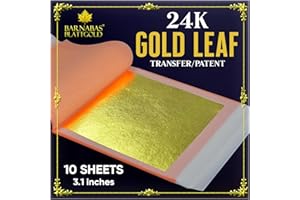 Barnabas Blattgold Gold Leaf - 24K Real Gold [10 Sheets, 3.1 inches] - Transfer Patent for Painting, Arts and Crafts
