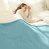 VELLUBAM Electric Blanket Twin 62" x 84" - Soft Cozy Flannel Sherpa Heated Blanket Twin with 5 Heating Levels & 10 Hours Auto Off, Ideal Gift for Grandma, Machine Washable and ETL Certified (Blue)