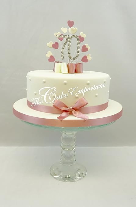 Cake Topper Heart Burst Spray Diamante 70th Birthday Vintage Pink