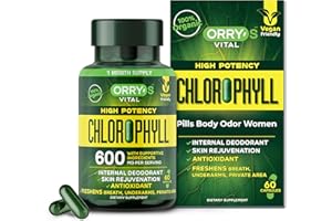 Orry's Vital Chlorophyll Capsules 600 mg - Natural Internal Deodorant to Detox Body Odor, Armpits & Private Parts - Body-Deodorizing Supplement: Supports Immunity and Digestion - 60 Chlorophyll Pills