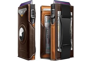KEMISANT Airtag Wallet Men Gift,Mens Slim Front Pocket Wallet Money Clip Standard or Apple Airtag Use 3.8"×2.8"×0.9"