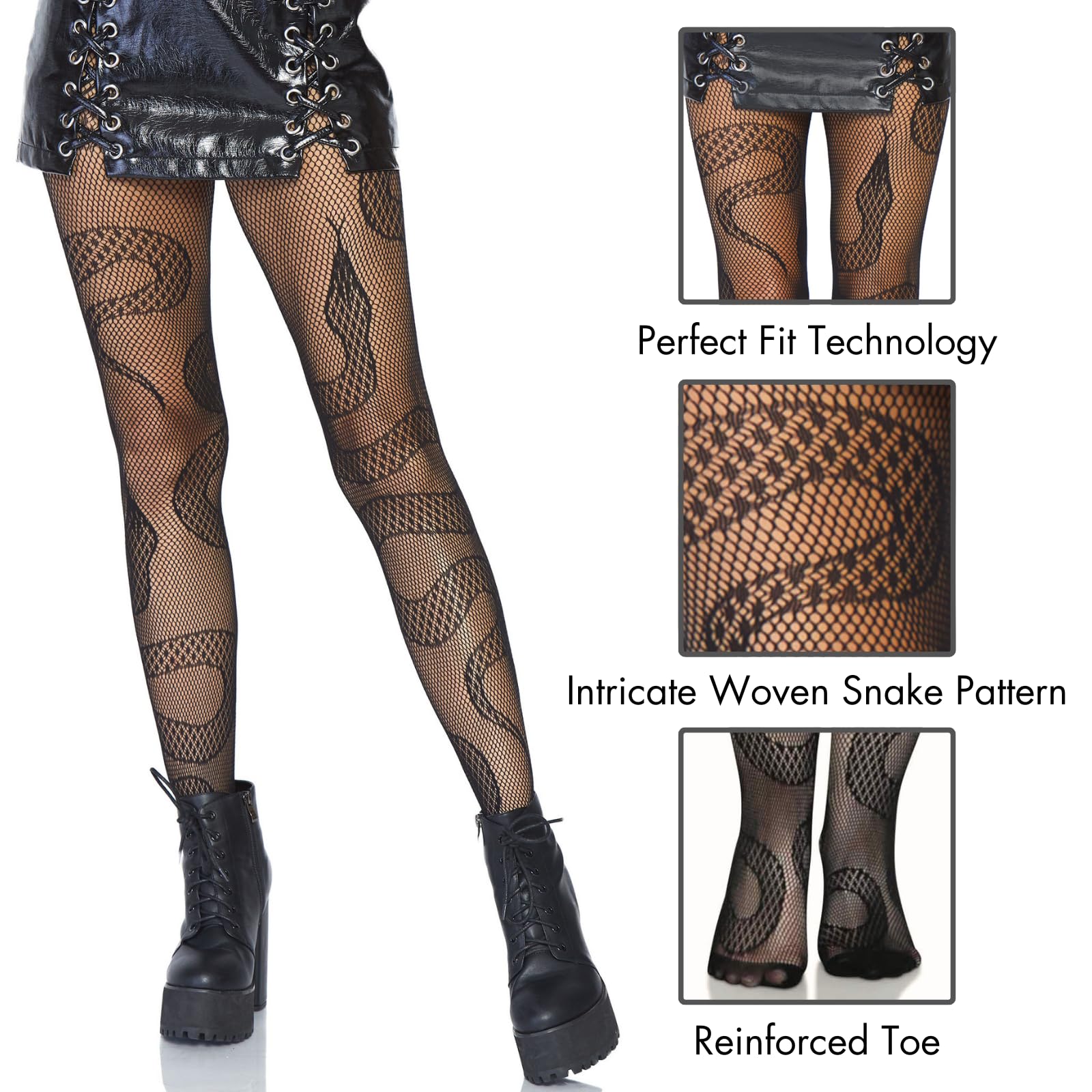 Leg Avenue Women's Black Fishnets Patterned Tights with Designs