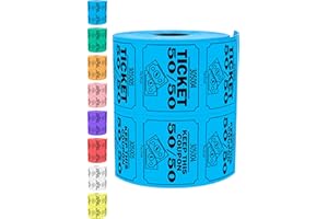 Tacticai 500 Raffle Tickets, 50/50, Blue (1 of 8 Colors), Double Roll, Large Ticket for Events, Entry, Class Reward, Fundraiser & Prizes