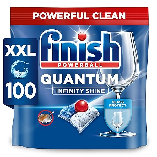 Finish Dishwasher Tablet, Quantum Infinity Shine, 100 Tablets, Original Fresh Scent, Powerful Clean & Shine Detergent Tabs, Tough on Grease Stains