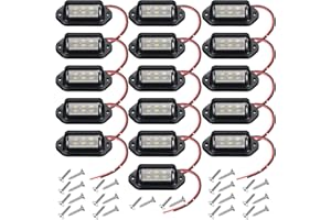 Mudder 16 Packs 12V 6 LED License Plate Light Waterproof License Plate Lamp Taillight for Truck SUV Trailer RV Trucks and Boats License Tags