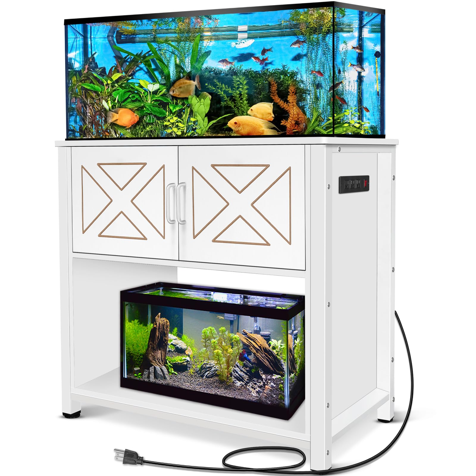 Photo 1 of ***PICTURE FOR REFERENCE ***BEURUKU 40 Gallon Tank Stand with Cabinet and Power Outlets, Heavy Duty Metal Aquarium Stand for 40-50 Gallon Breeder Tank, Turtle Tank, Double Terrarium Stand, 660LBS Capacity, GREY
