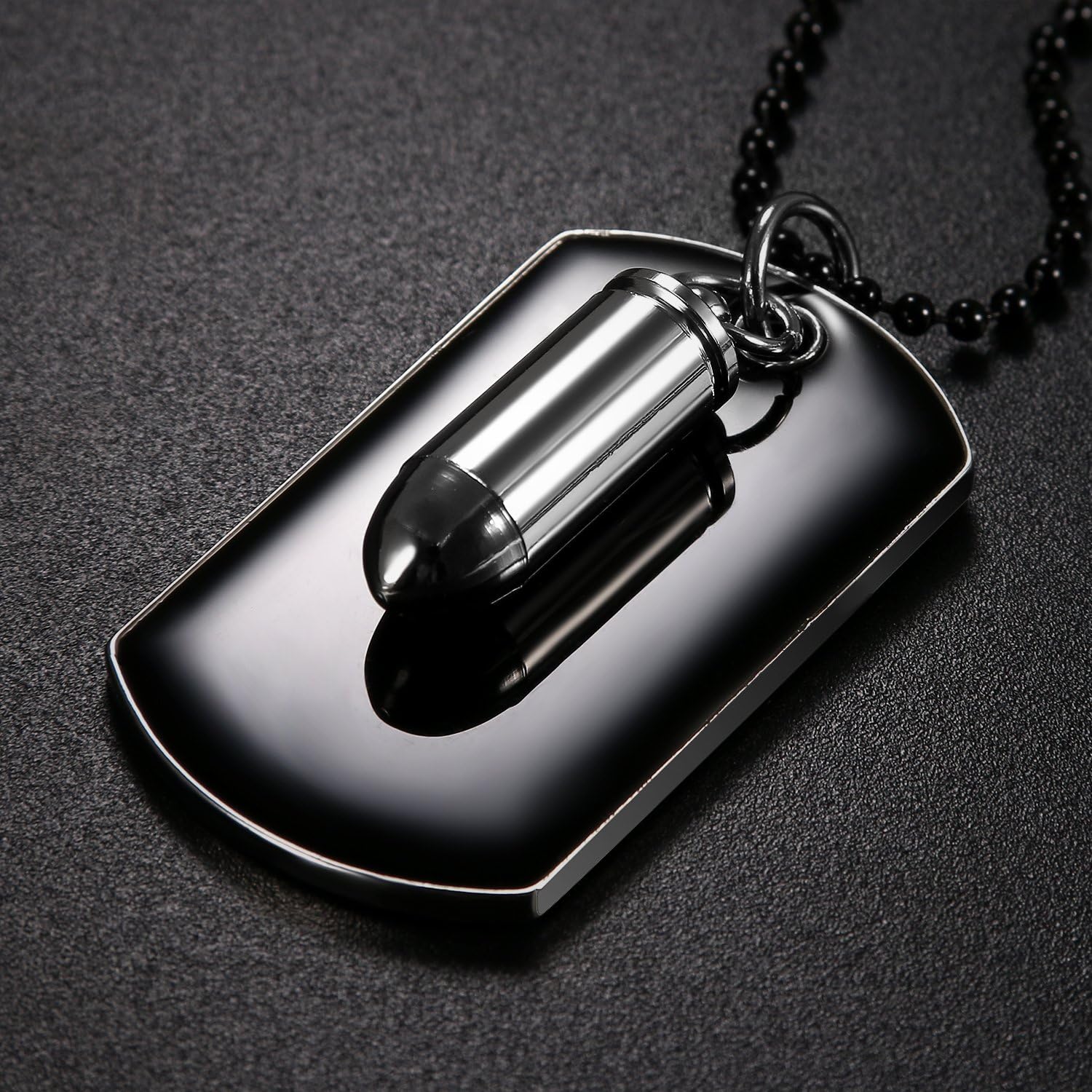 Oidea Mens High Polished Bullet Dog Tag Pendant Necklace,22 Inch Chain Icluded, silver - Image 4