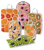 Gonex Compression Packing Cubes, 6pcs Expandable Storage Travel Luggage Bags Organizers with Shoe Bag Laundry Bag, Travel Cubes for Suitcase Carry On (Fruit)