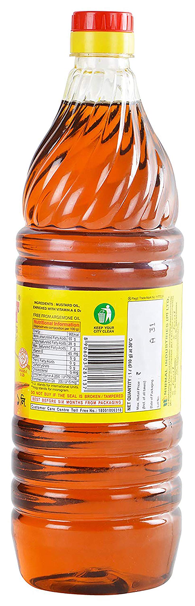 100 Pure Mustard Oil 1 Litre Kachi Ghani 33.8 Oz Essential oil for Cooking, hair, skin benefits