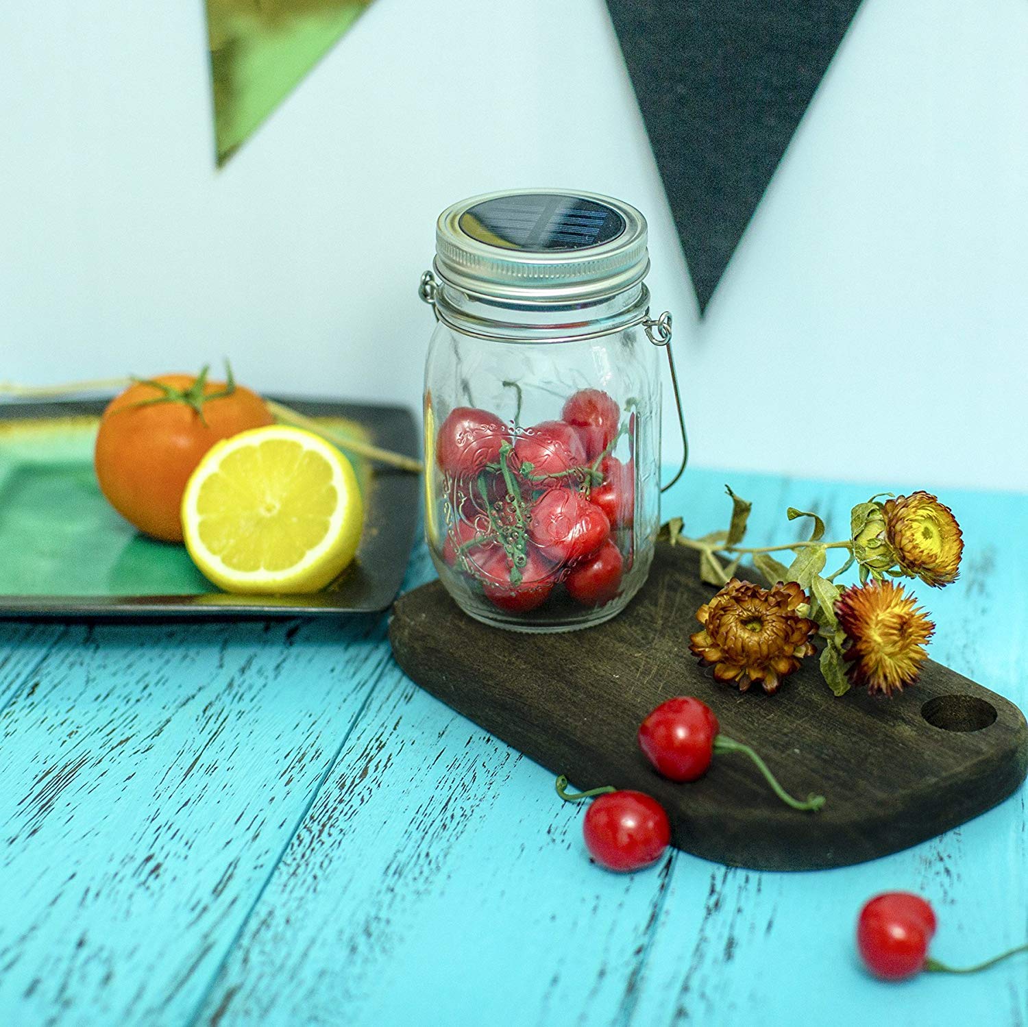 KerKoor Solar Mason Jar Licht, Jar Fee Licht, Wasserdichte Glasgläser Garten Hängeleuchten,LED String Licht für Party, Hochzeitsdekoration, Außen Laterne, Hof,Wand, Tisch, Baum