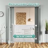 PetHot Retractable Stair Gate 55” Wide 33” Tall One-Handed Baby Pet Gate White view 2