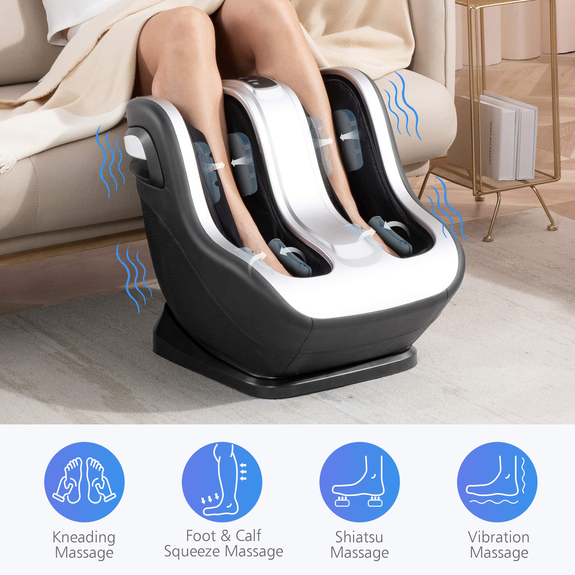 Comfier Foot and Calf Massager, Shiatsu Foot Massager Machine,3 Modes,2 Intensities,Kneading & Squeeze Feet Massager with Vibration,for Circulation,Plantar Fasciitis