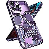 Lotadilo for iPhone 15 Promax Case Skull, Unique Designer Cool Funny Gothic Plated Skeleton Shockproof Halloween for iPhone 15 Pro max Phone Cases for Men Women Girls Boys, Purple