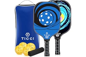 T TICCI TICCI Pickleball Paddles, USAPA Approved Pickleball Paddles Set of 2, Lightweight Fiberglass Surface Pickleball Set, 4 Pickleballs, 1 Carry Bag & Mesh Bag, Pickle Ball Paddle Gifts for Men Women