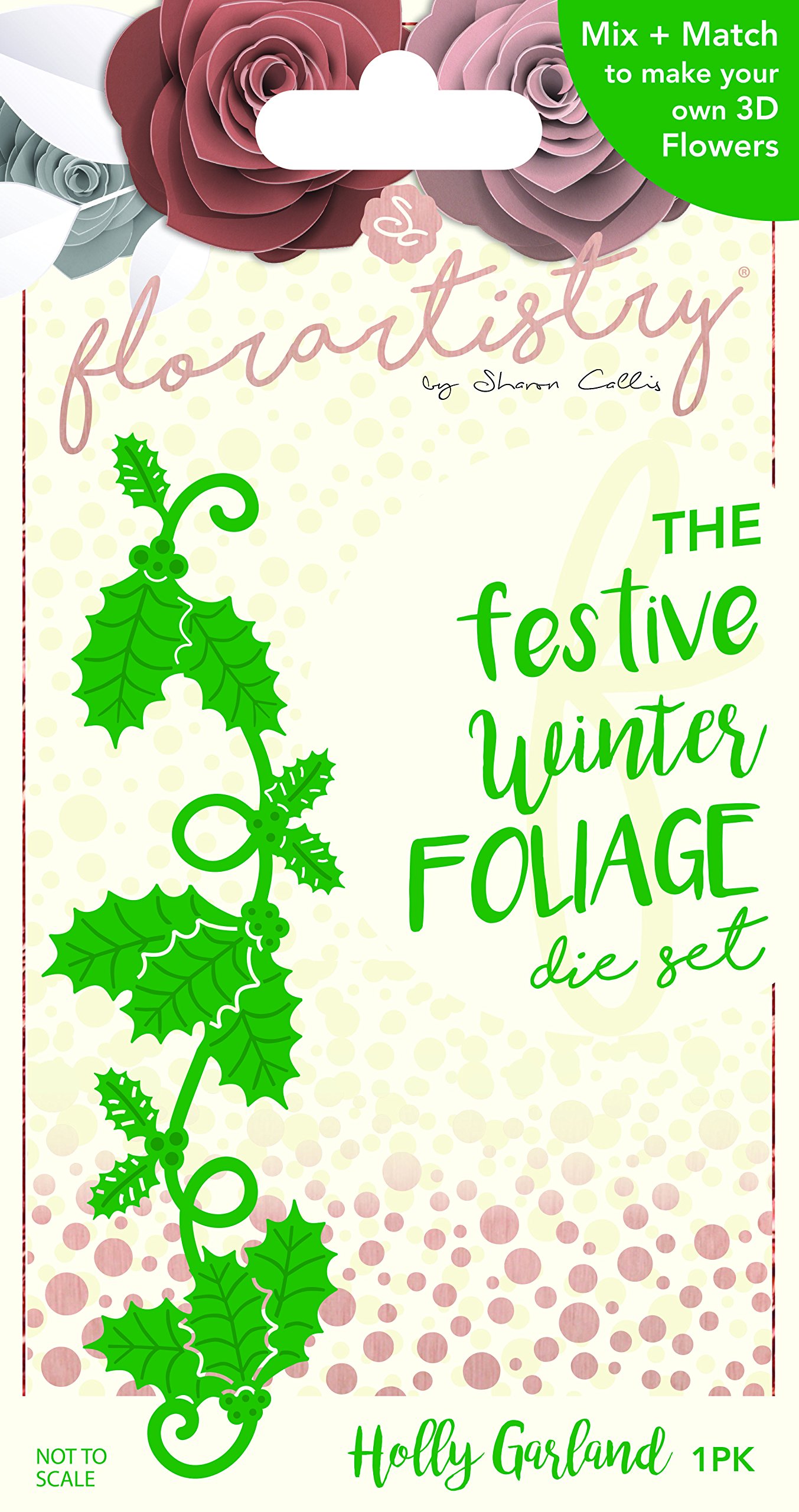 Florartistry Foliage Die-Holly Garland, Metal, Brown, 20.1 x 10.9 x 0.4 cm