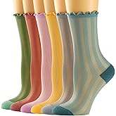 Mcool Mary Womens Socks, Ruffle Turn-Cuff Casual Ankle Socks Breathable Cool Knit Cotton Lettuce Crew Frilly Sock 6 Pack