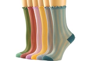 Mcool Mary Womens Socks, Ruffle Turn-Cuff Casual Ankle Socks Breathable Cool Knit Cotton Lettuce Crew Frilly Sock 6 Pack