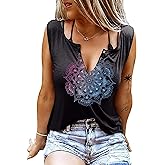 Floral Tank Tops for Women Mandala Tanks Wildflower Graphic Tees Sleeveless Tshirts Beach Vacation Summer Tops
