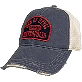 Popfunk Official Superman Pill Arc Adjustable Snapback Cotton Twill Vintage Trucker Hat - Unisex for Men and Women, Navy