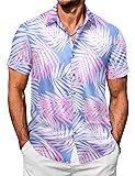 COOFANDY Mens Hawaiian Shirts Button Down Casual