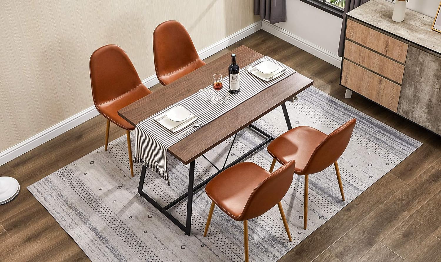 GreenForest 47" L x 29.52" W Kitchen Dining Table Computer Desk, Industrial Modern Kitchen Room Table for 4-6 People, Wooden Leisure Coffee Table, Walnut - Tables