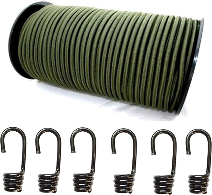10mm Expanderseil 10m + 20 Spiralhaken - Gummiseil Für Planen, Anhänger & LKW