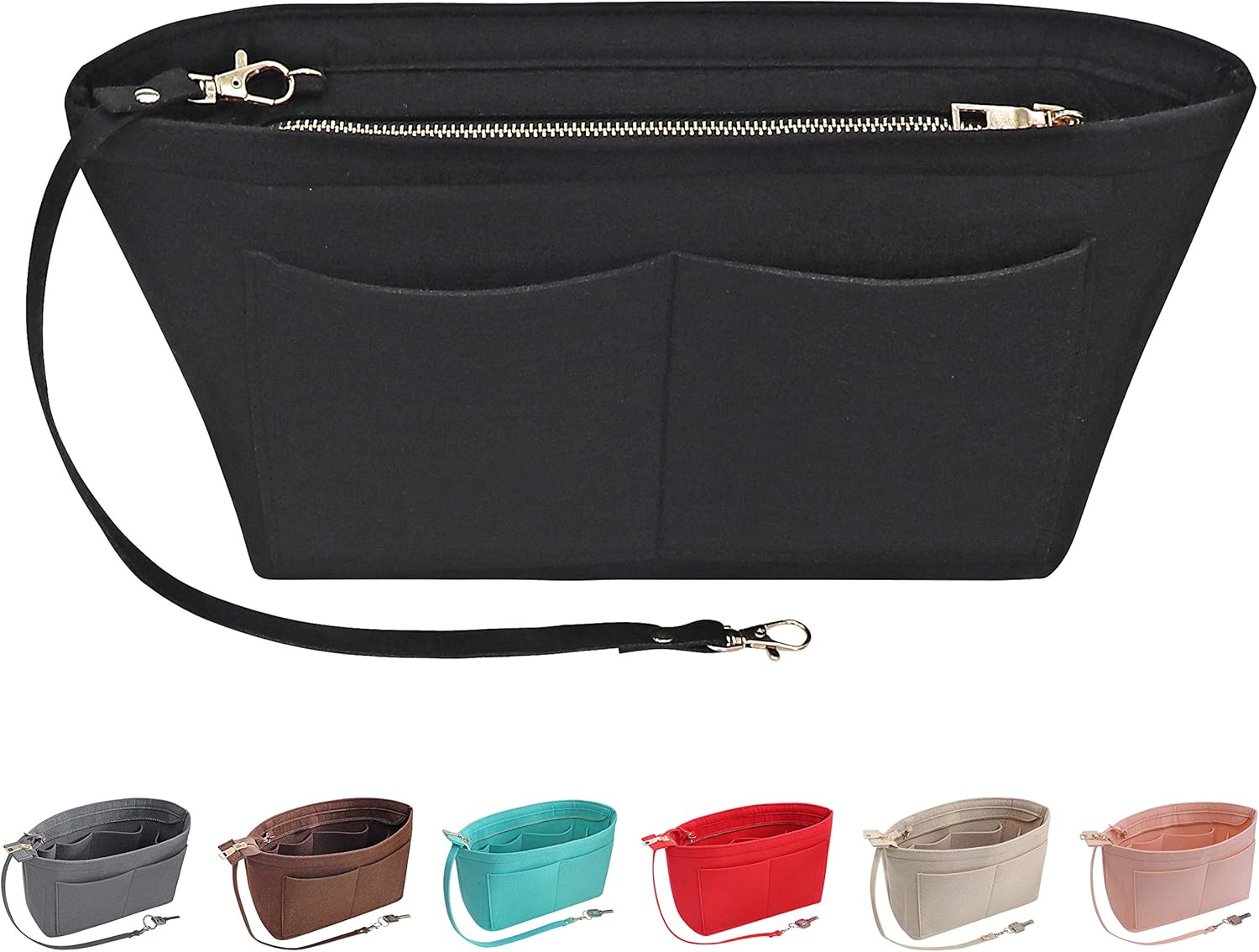 Soyizom Felt Handbag Organiser Purse Organiser Felt Insert Bag Organisers Multi Pockets Tote Bag in Bag for Women,Black-L