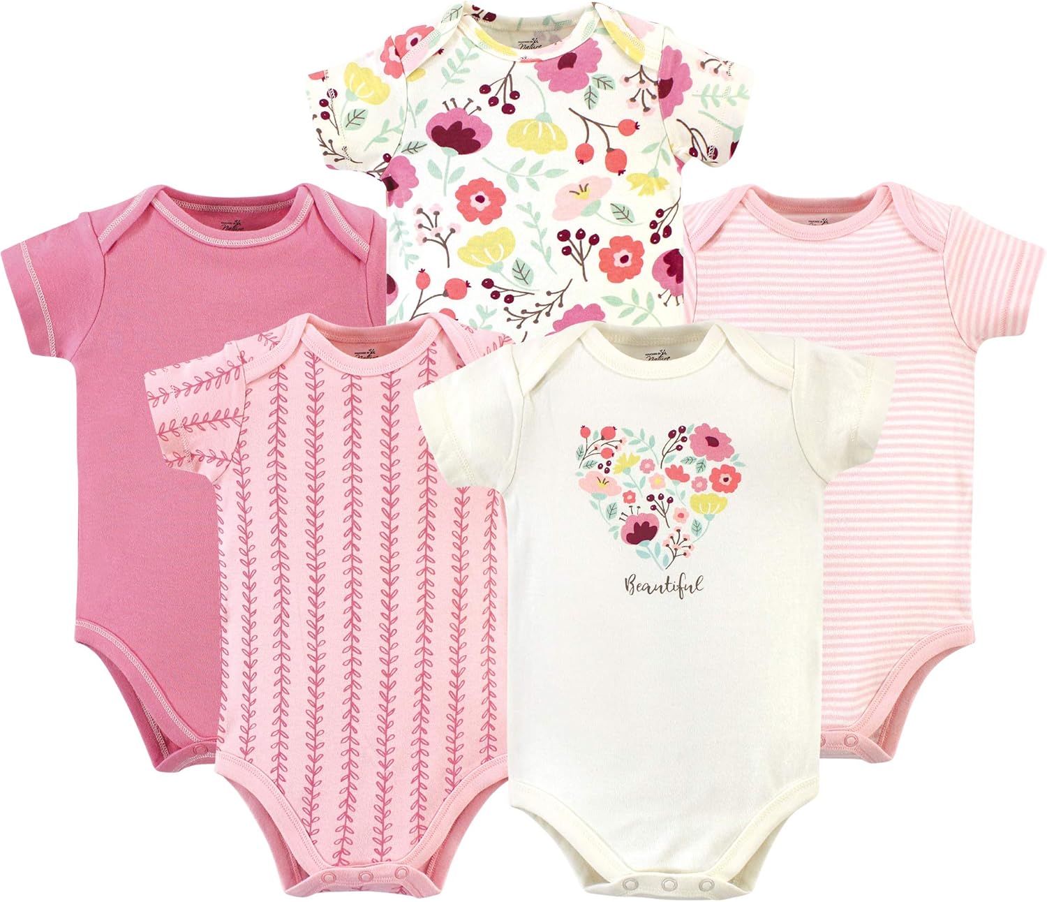 Touched by Nature Unisex Baby Organic Cotton Bodysuits: Clothing