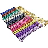 PAMIR TONG 5.9'' 15pcs PU Leather Tassel for Purse With Golden Metal Caps Lobster Swivel Keychain Tassels For Handbag Phone Car Key Jewelry DIY Crafts Jewelry Making GD189