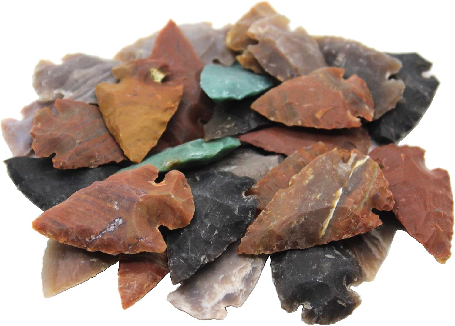 Indoor Fountains & Accessories - Crystalo - Set of 100 Indian Arrowheads Agate New Replica 1 Inch - 1 1/2 Inch L