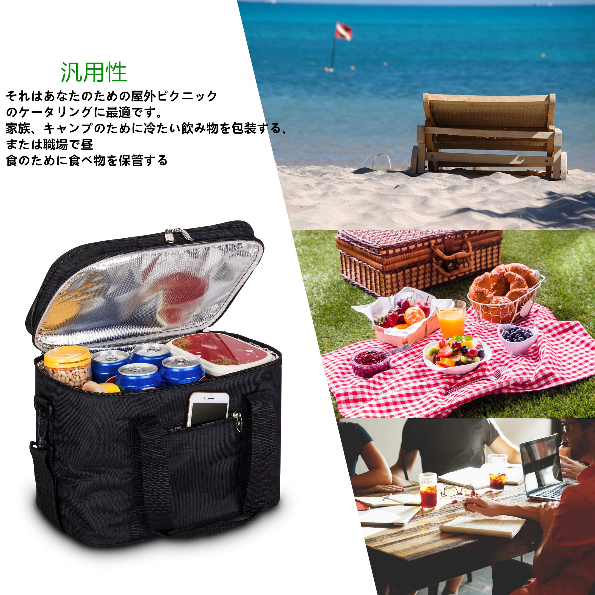 Msicyness Extra Large Lunch Bag for Adult Double Decker Compartment Cooler Bags with Internal Tableware Placement Device Set Insulated Coolers Box for Men and Women