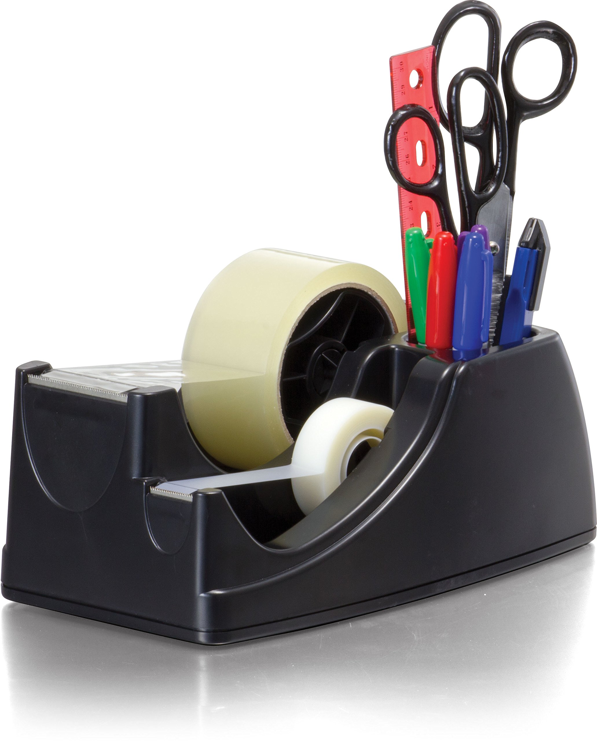 Officemate Heavy Duty Weighted 2-in-1 Tape Dispenser, Recycled,Black (96660), 10.25"W x 12.375"D x 12"H