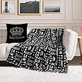 Juicy Couture - Throw Blanket | Crown Royal | Plush and Cozy | Decorative Blankets for Sofas, Chairs and Beds| Luxurious and Soft | Chic Home Decor | Measures 50" x 70" | Black/White