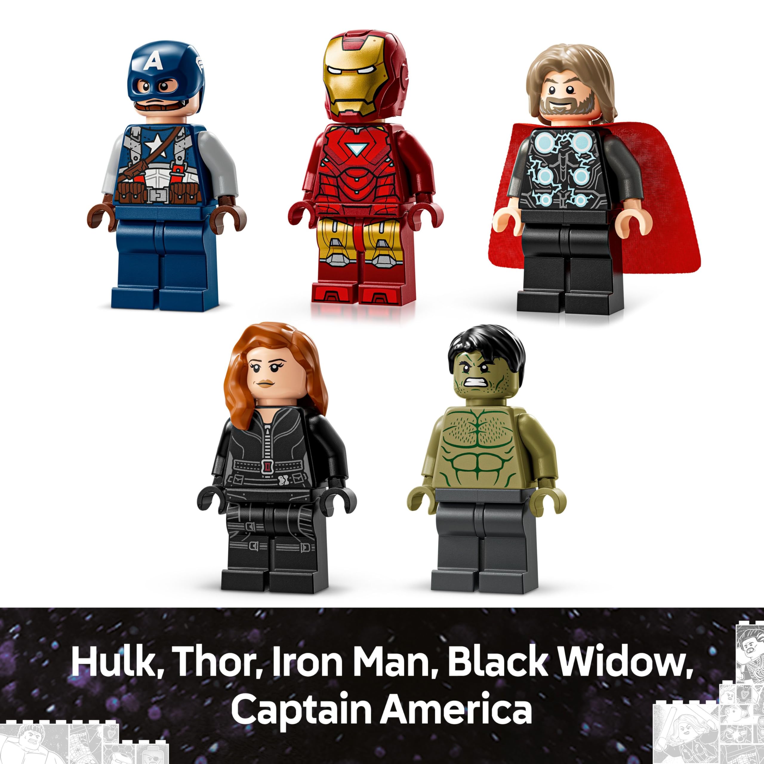 LEGO | Marvel: MARVEL Logo & Minifiguren - Sammlerstück inkl. Hulk, Thor, Iron Man, Black Widow und Captain America - Bauset mit Avengers Figuren - Geschenk für Jungen und Mädchen ab 12 Jahren - 76313 4