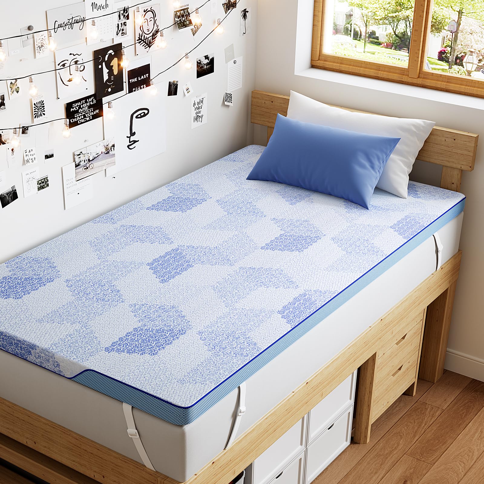 Photo 1 of PERLECARE Firm Mattress Topper Twin- 3 Inch Memory Foam Bed Topper for Back Pain Relief, Mattress Pad with Cooling Bamboo Cover, Removable & Washable & Non-Slip, CertiPUR-US & Oeko-Tex Certified