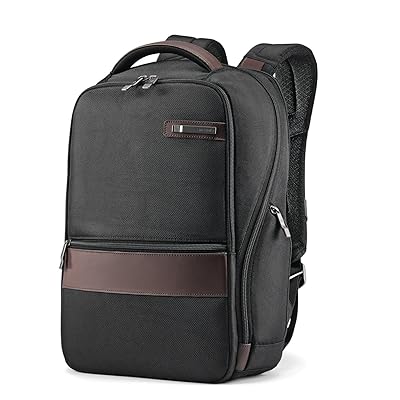 Samsonite Kombi Small Business Backpack with Smart Sleeve, Black/Brown, 16.25 x 10.5 x 5-Inch
