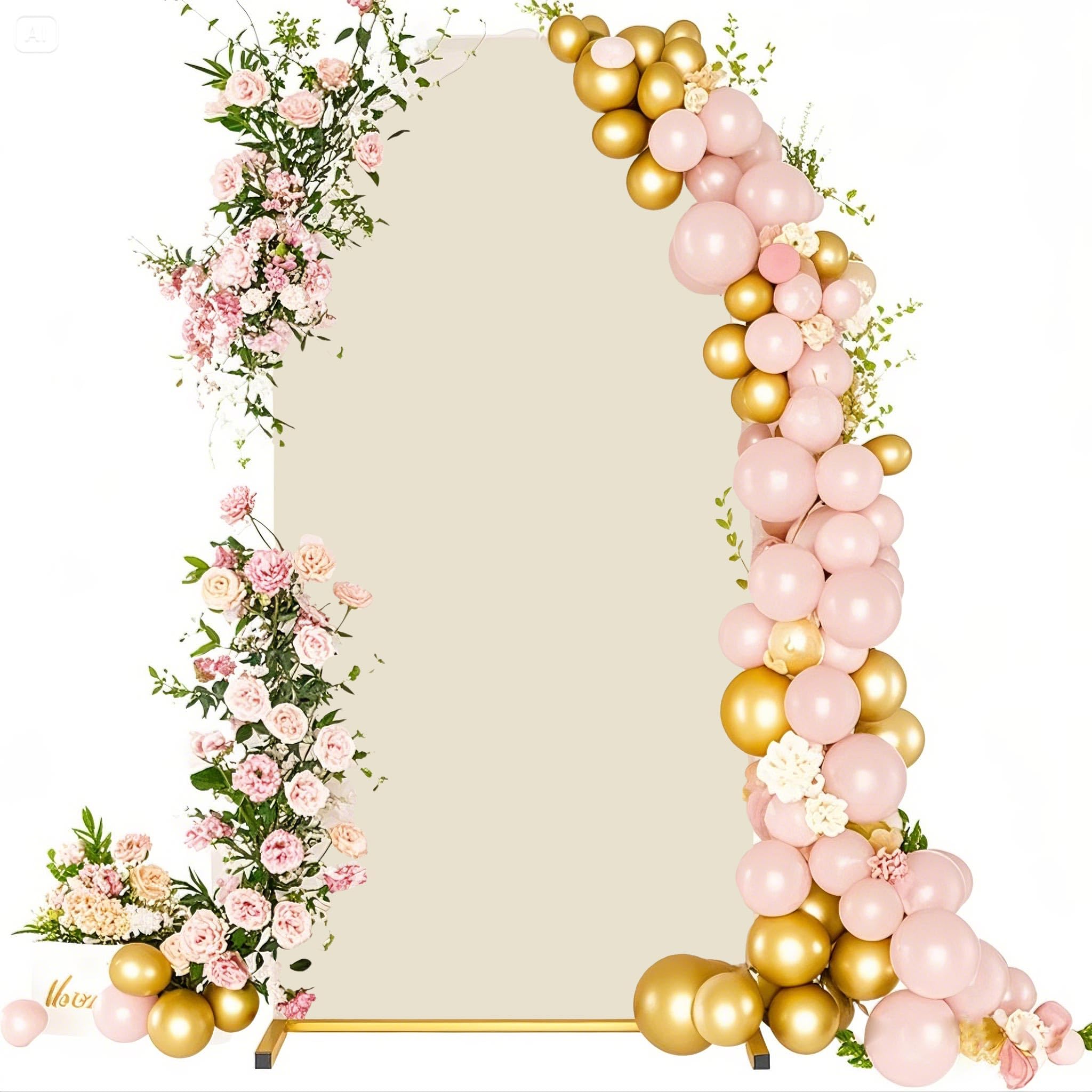 Photo 1 of 7.2FT Beige Arch Backdrop Cover,Spandex Arch Covers Stretchy Backdrop for Wedding Birthday Party Baby Shower