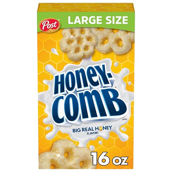 POST HONEYCOMB CEREAL, HONEY FLAVORED SWEETENED CORN AND OAT CEREAL, 16 OZ BOX