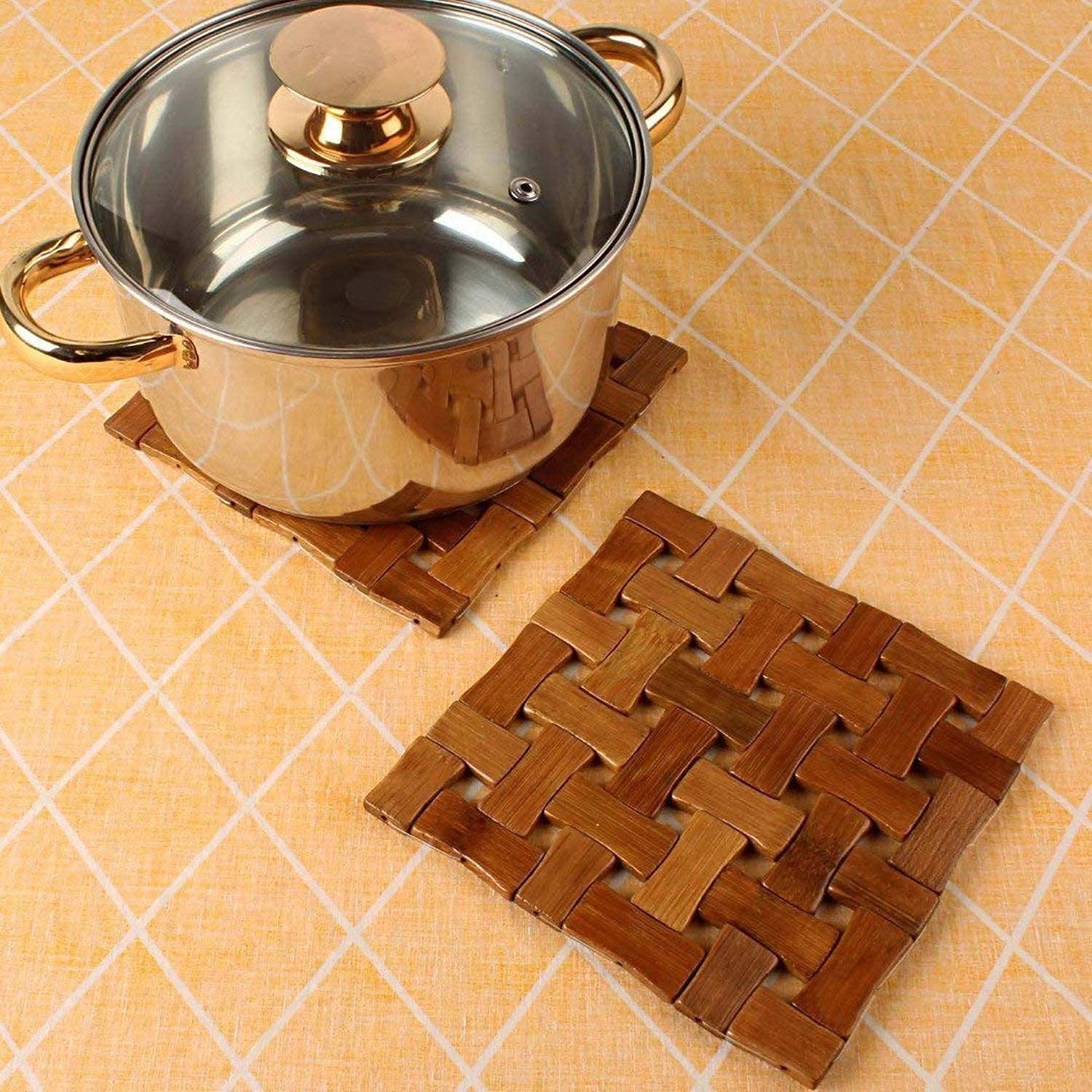 Buy tendula Square Pot Mat Jali, Square Hot Pot Holder Mat, AntiSlip Coasters Dining Table Mat