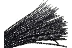 Carykon 100 PCS 12 Inch Glitter Tinsel Creative Arts Chenille Stems Pipe Cleaners (Black)