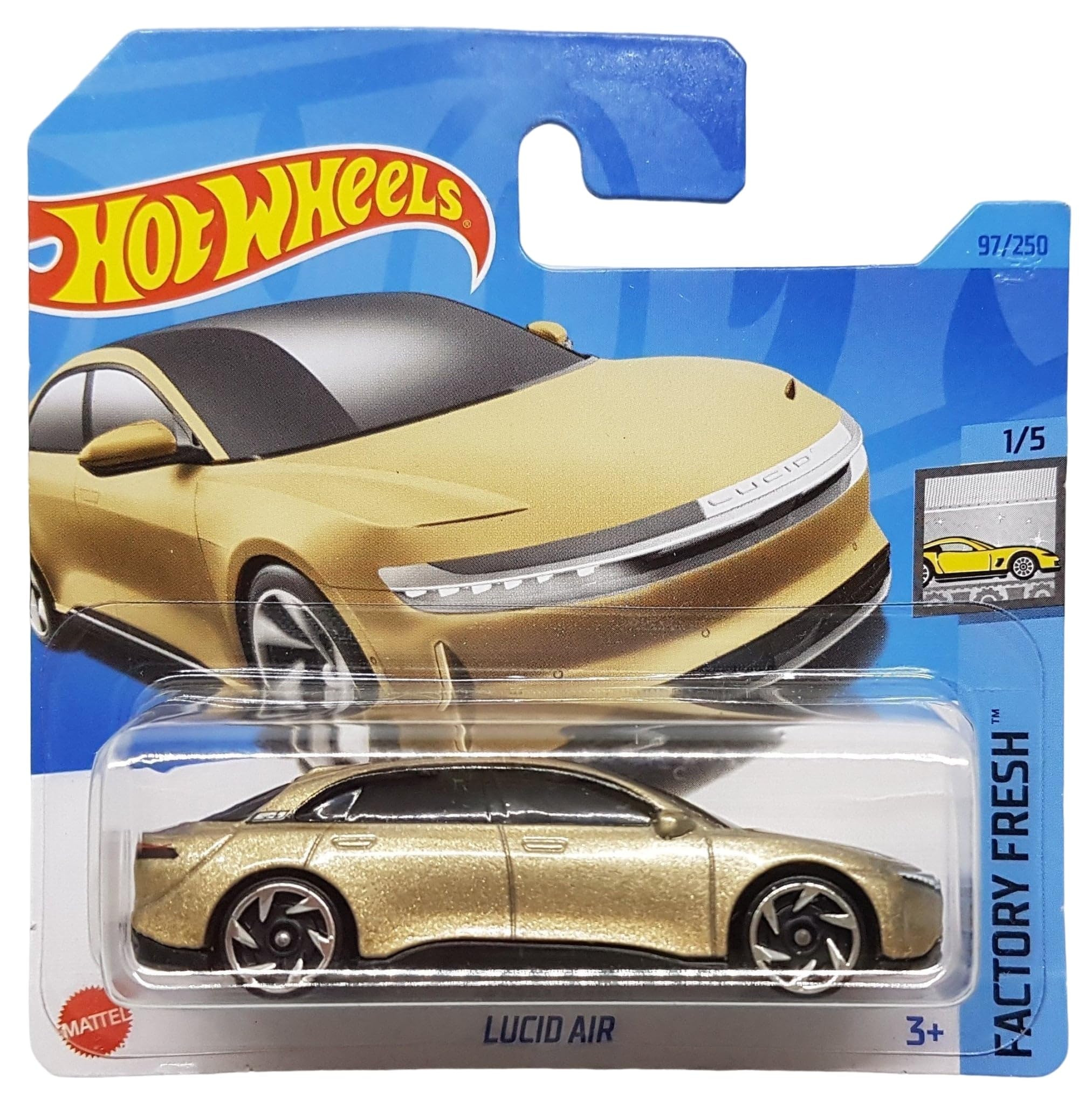 Hot Wheels - Lucid Air - Factory Fresh 1/5 - HKJ29 - Short Card - Gold Metallic - Mattel 2023