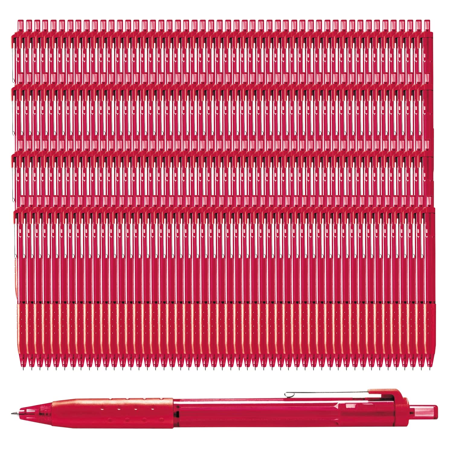 Glamza Ballpoint Pens 0.7mm Red Ink Retractable Writing Pens Multipack Bulk x200 (Model IJ300)