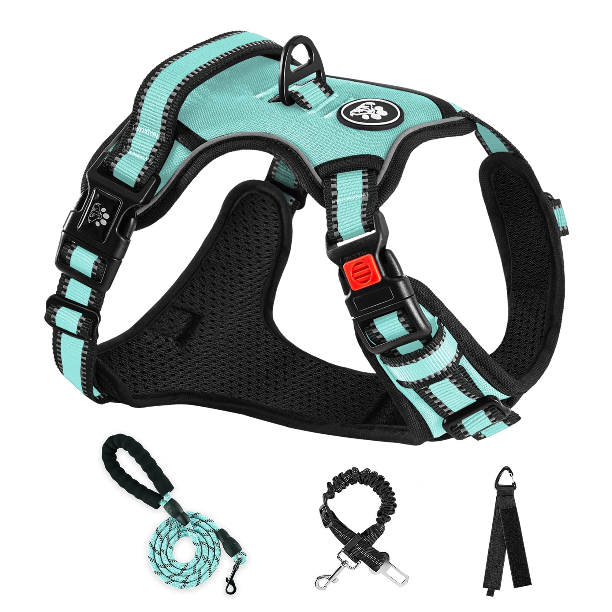 Photo 1 of ****SEE NOTES ******NESTROAD No Pull Dog Harness,Adjustable Oxford Dog Vest Harness with Leash,Reflective No-Choke Pet Harness with Easy Control Soft Handle for Large Dogs(Large,Turquoise)
