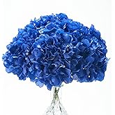 Osfvn Artificial Hydrangea Flowers Pack of 10 Royal Blue Fake Hydrangea with Stems for Wedding Home Party Shop Baby Shower Decor Table Centerpieces Bouquets DIY Floral Decoration