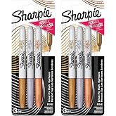 Sharpie Metallic Permanent Markers, Fine Point, Assorted Metallic, 6 Count