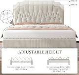 Yaheetech 5ft King Bed Frame Upholstered Platform Beige Velvet view 7