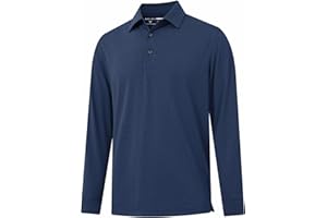 M MAELREG Golf Shirts for Men Dry Fit Performance Moisture Wicking Casual Heather Collared Long Sleeve Polo Shirts for Men
