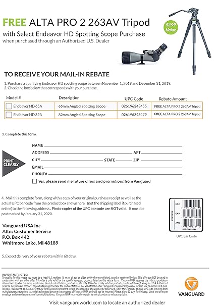 Vanguard Unisex S Endeavor Hd 65a Angled Eyepiece Spotting Scope