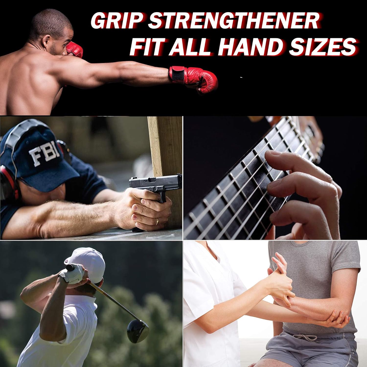 [Upgrade] Hand Grip Strengthener Workout Kit (6 Pack), Forearm Workout, Electronic Counting, Adjustable Resistance Grip Trainer, Finger Stretcher, Finger Exerciser, Grip Ring, Stress Relief Grip Ball : Sports & Outdoors