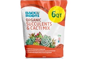 Back to the Roots 100% Organic Succulent & Cacti Mix (6 Quart) | Made in The USA | Premium Nutrition for Indoor and Outdoor Plants